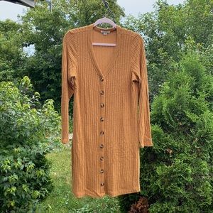 Mustard Yellow Button Up Sweater Dress